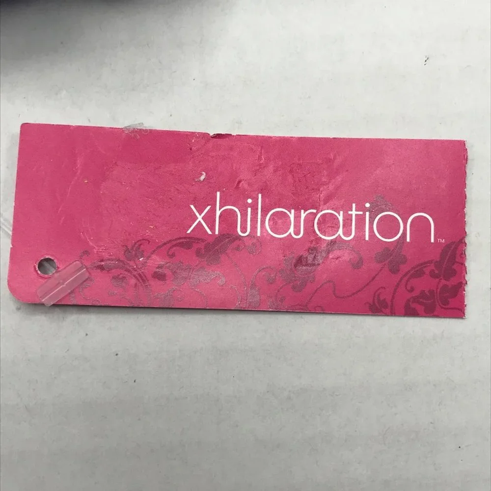 Xhilaration Junior's Sz. Small 0-2 Reversible Triangle Bikini Top Red Stripe New